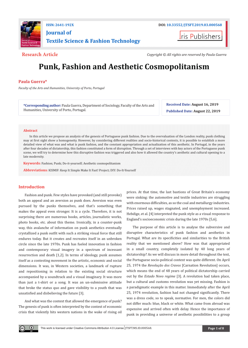 Pdf Punk Fashion And Aesthetic Cosmopolitanism