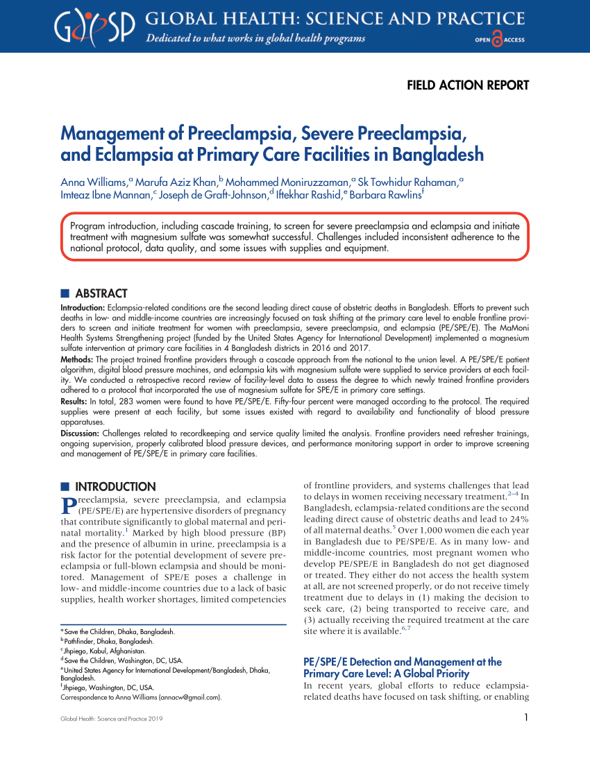 (PDF) Management of Preeclampsia, Severe Preeclampsia, and Eclampsia at