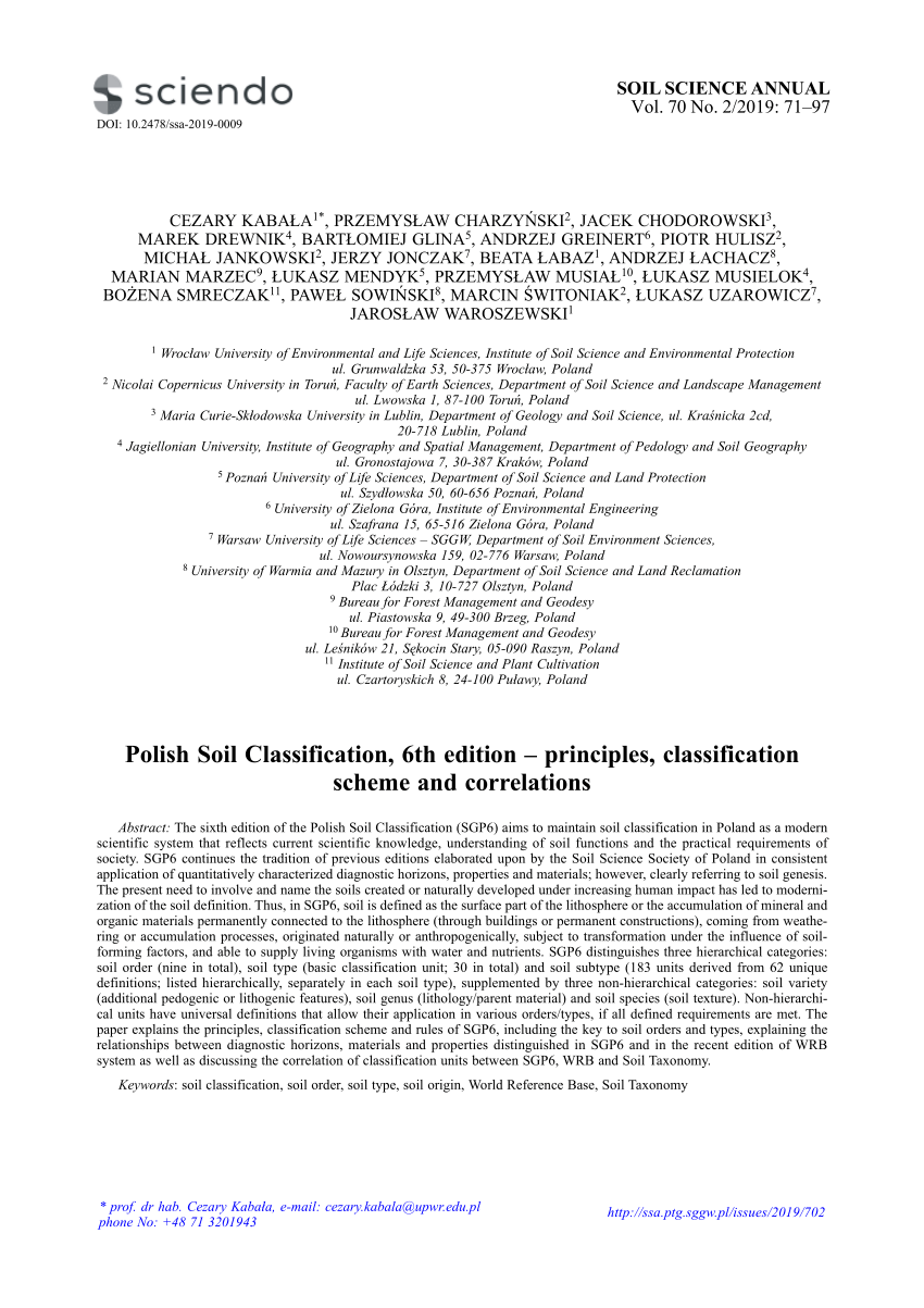 Pdf Polish Soil Classification 6th Edition Principles Classification Scheme And Correlations