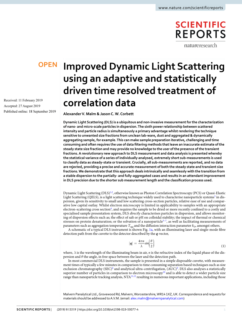 dynamic light scattering analysis