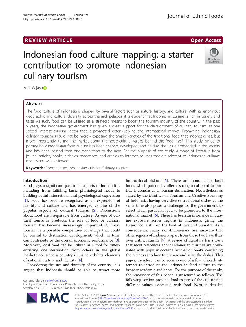 Pdf Indonesian Food Culture Mapping A Starter Contribution To Promote Indonesian Culinary Tourism