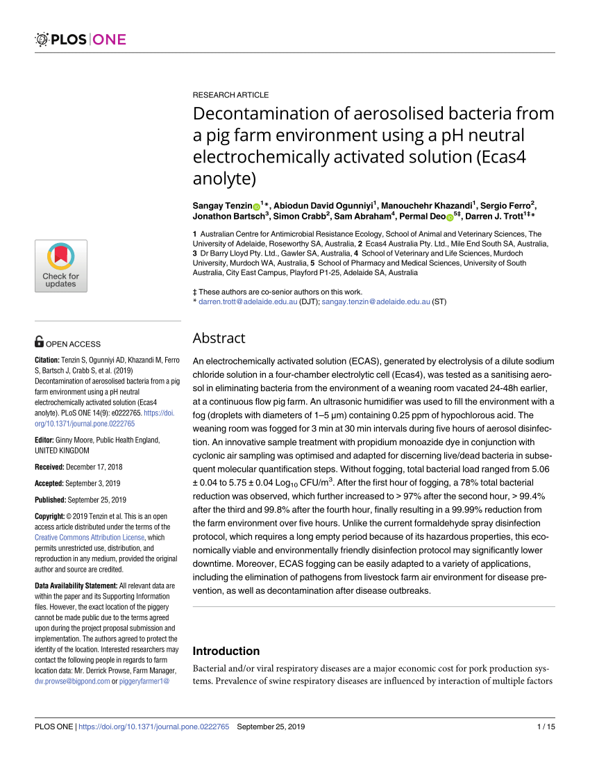 PDF) Decontamination of aerosolised bacteria from a pig farm