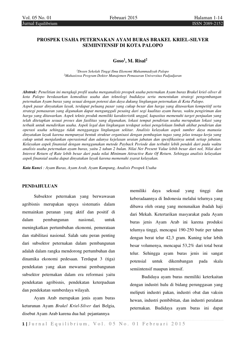 analisis usaha peternakan ayam petelur pdf