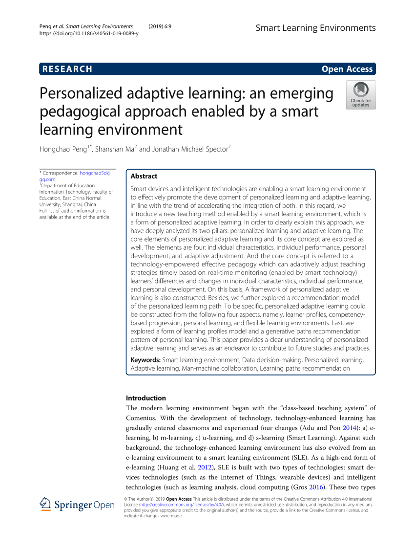 Pdf Personalized Adaptive Learning An Emerging Pedagogical Approach