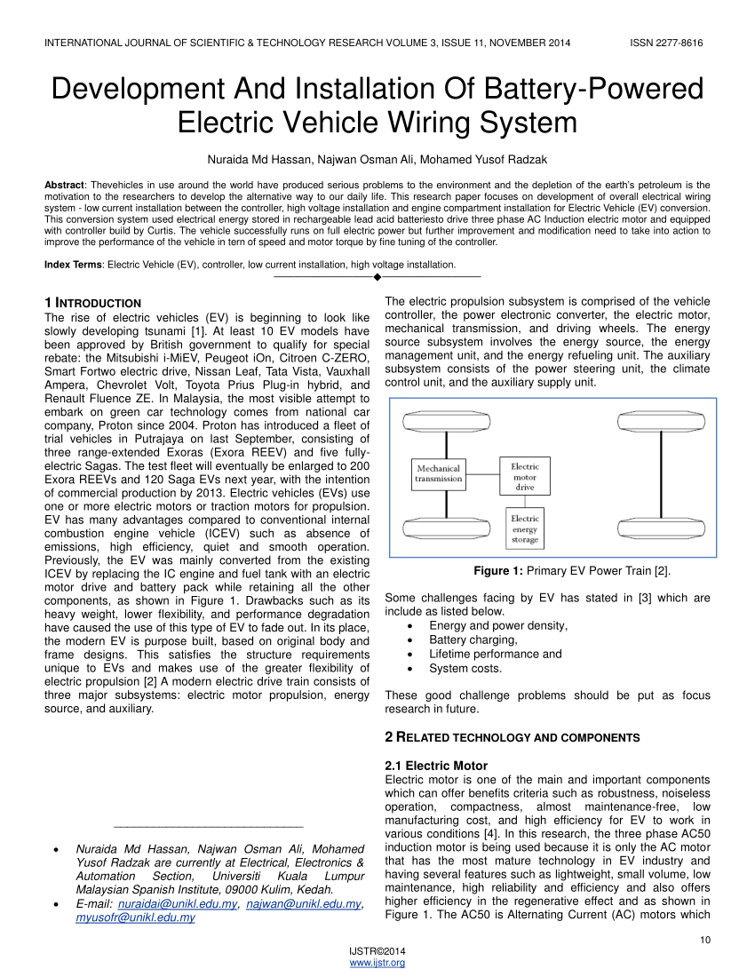 Pdf Development And Installation Of Battery Powered Electric Vehicle Wiring System