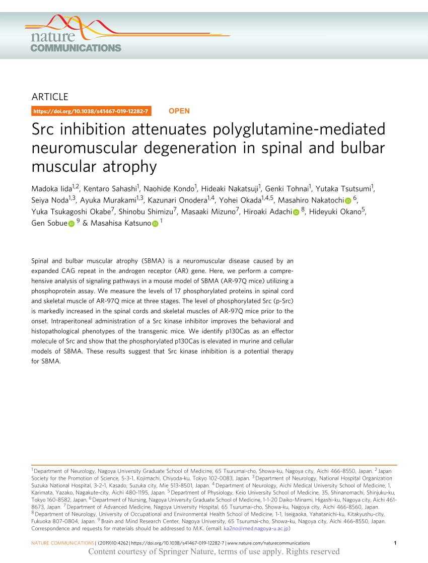 inhibition attenuates neuromuscular degeneration in spinal and bulbar muscular atrophy