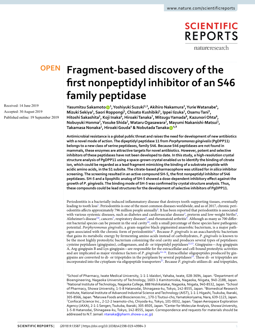 PDF) Fragment-based discovery of the first nonpeptidyl inhibitor ...