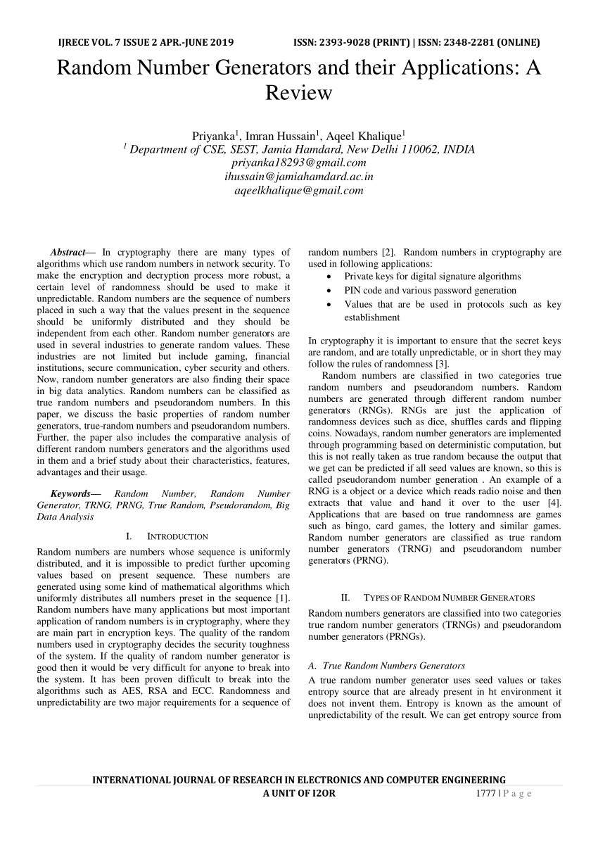random number generator research paper