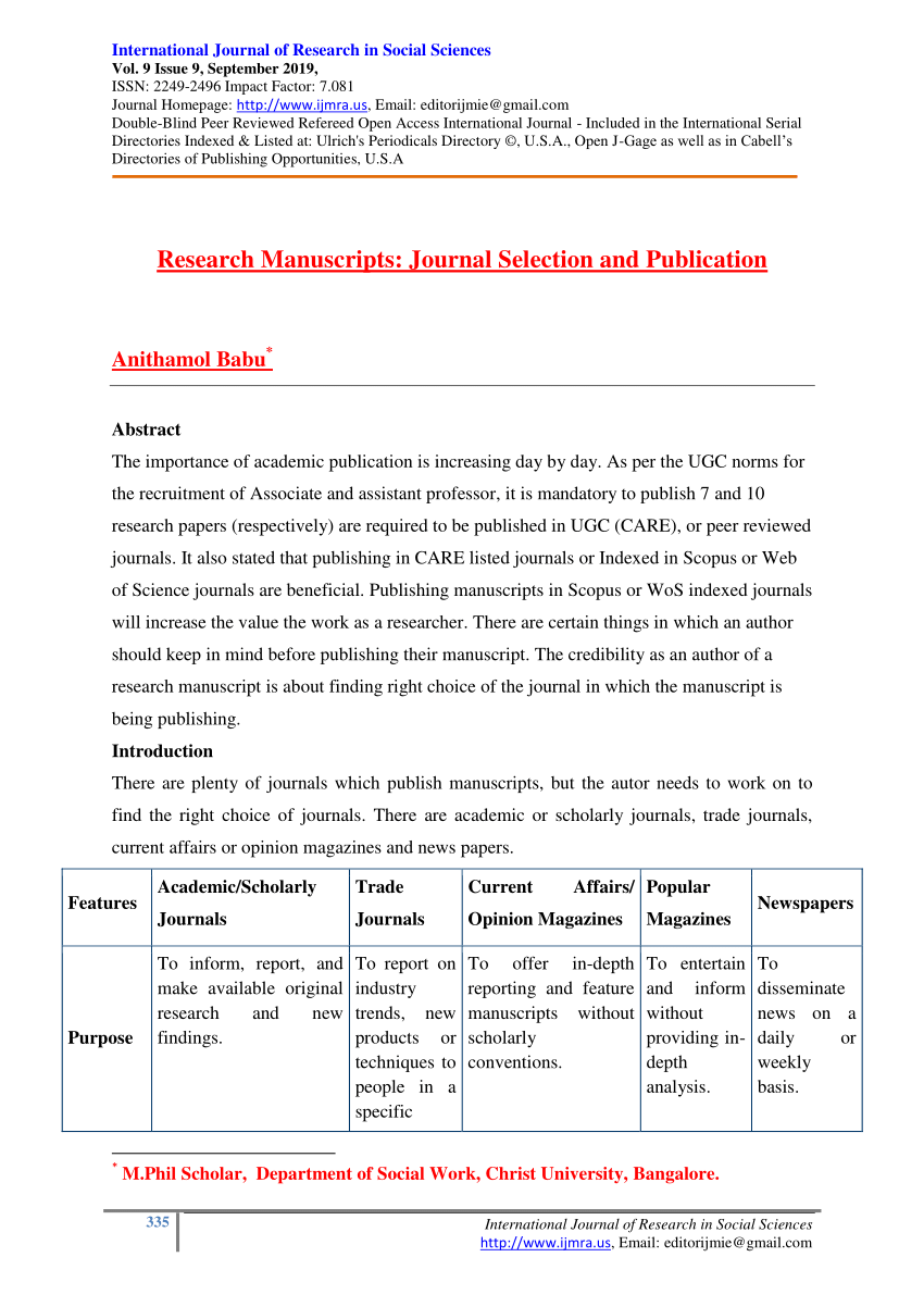 set up of research manuscript