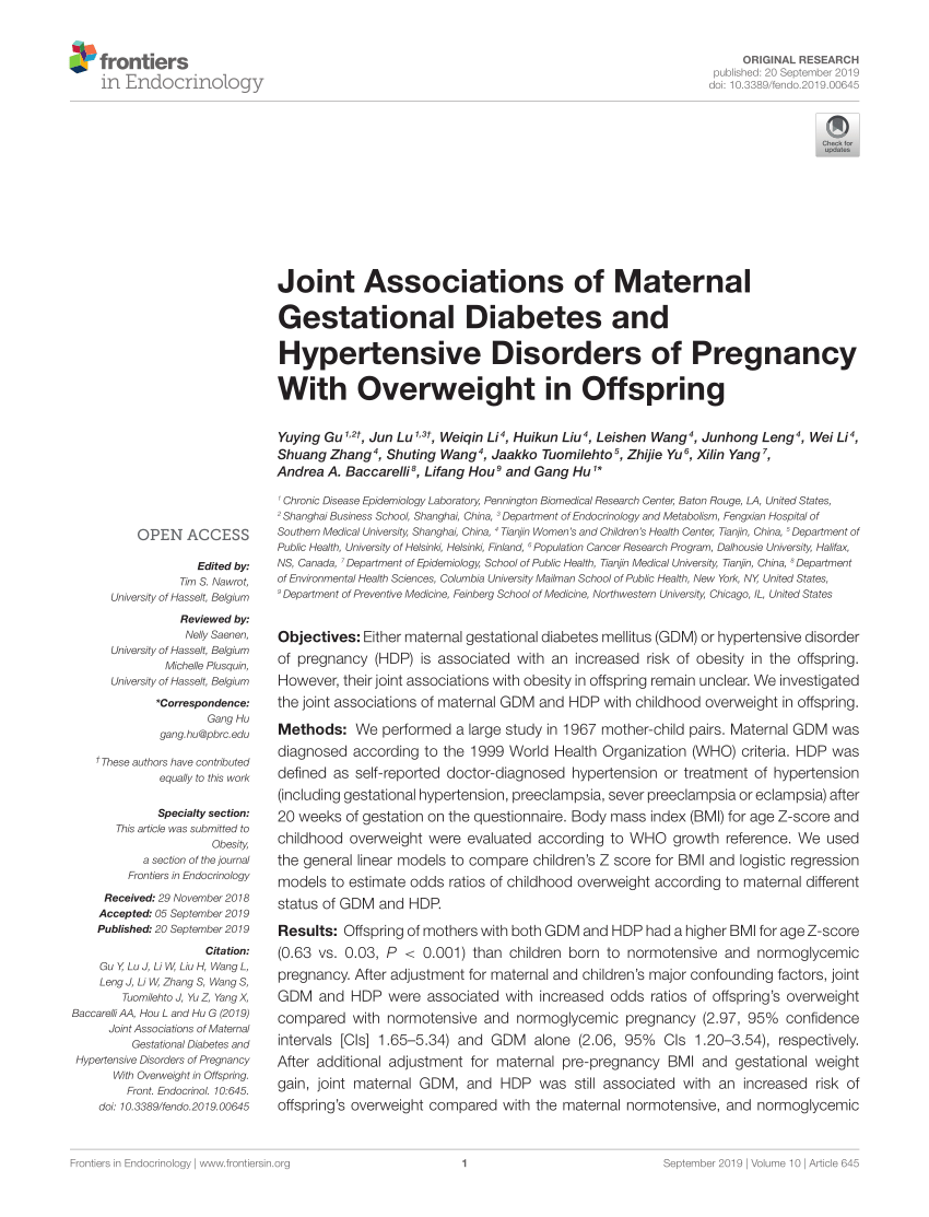 Pdf Joint Associations Of Maternal Gestational Diabetes And Hypertensive Disorders Of 7880