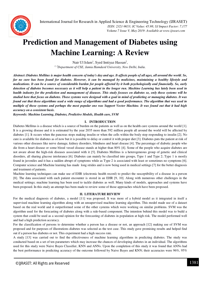 diabetes prediction using machine learning research paper ieee