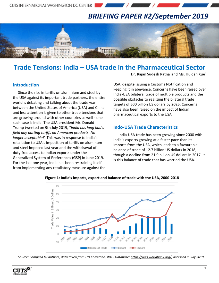 Pdf Trade Tensions India Usa Trade In The Pharmaceutical Sector