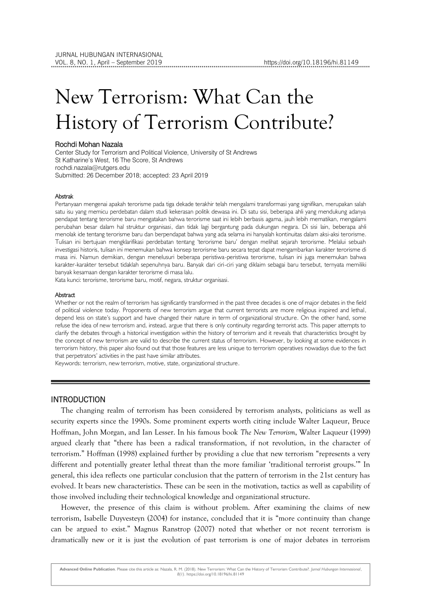 history of terrorism essay