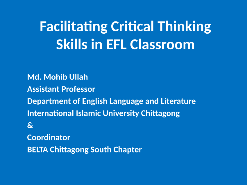 mobile learning application infusing critical thinking in the efl classroom