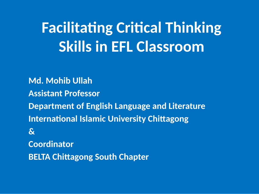 critical thinking in efl classroom