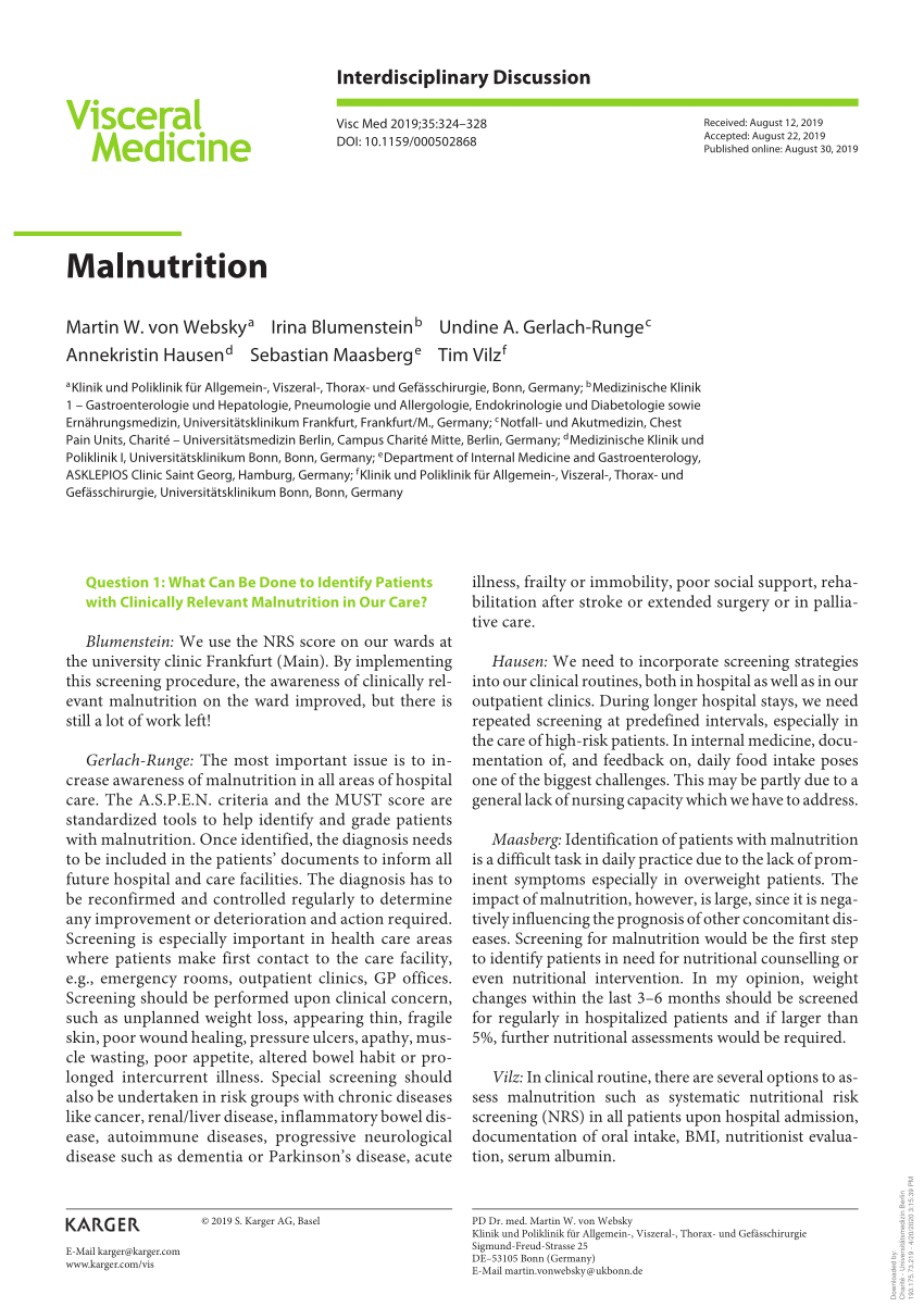 malnutrition research articles