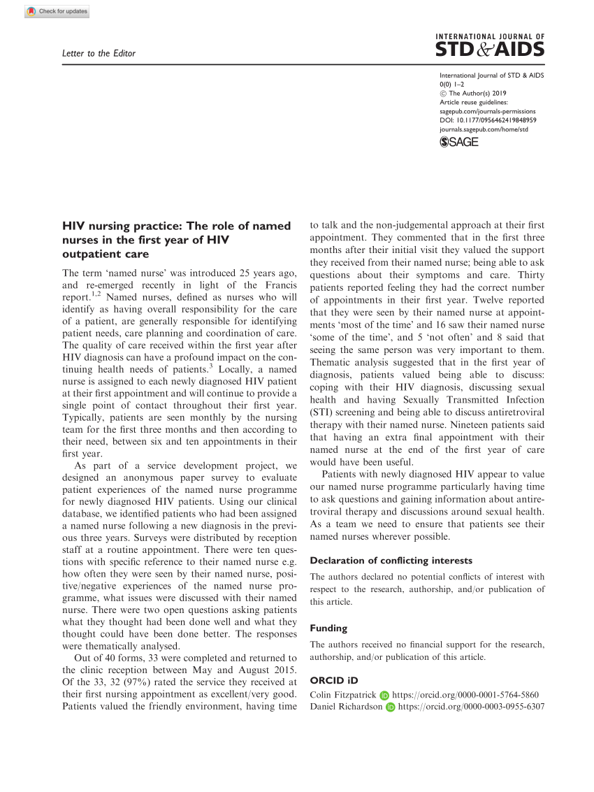 nursing research topics on hiv