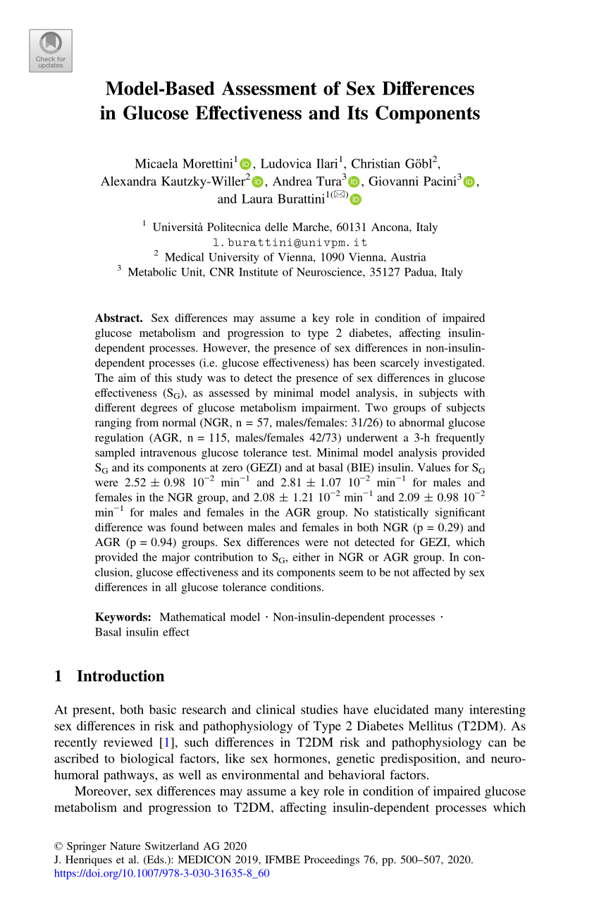 Pdf Model Based Assessment Of Sex Differences In Glucose 4988