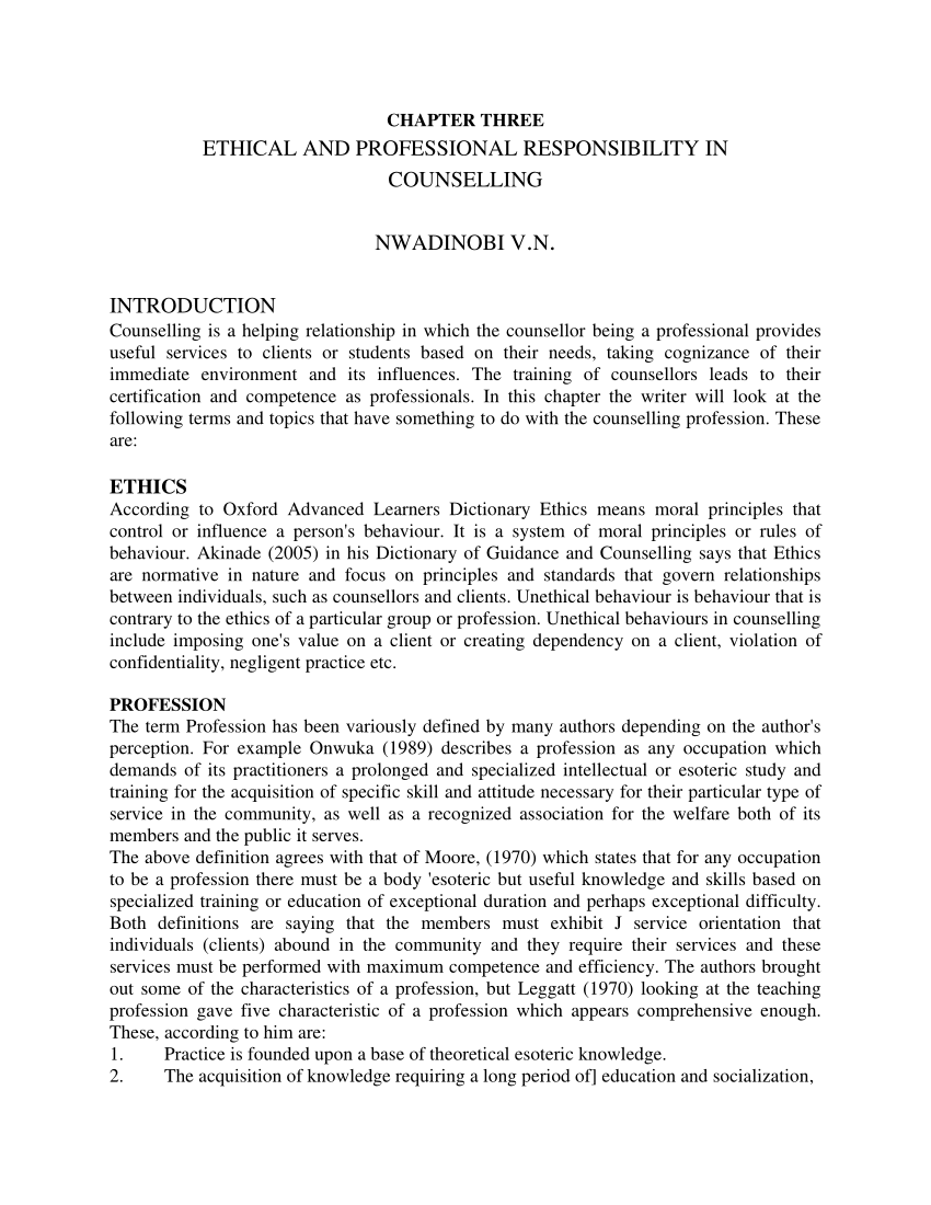 case study regarding unethical conduct in the counselling profession