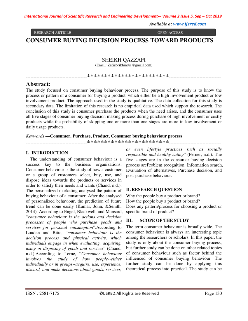research paper on consumer buying decision process