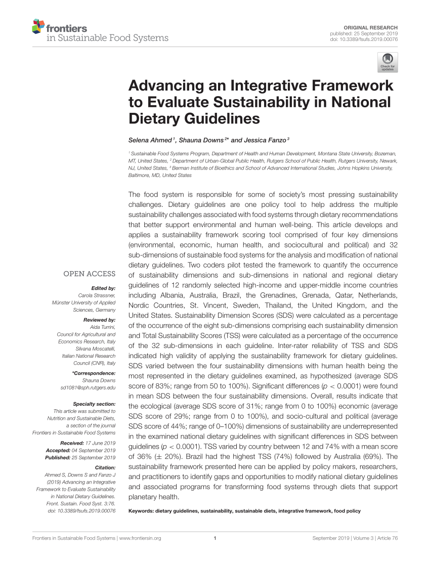 PDF) Advancing an Integrative Framework to Evaluate Sustainability 