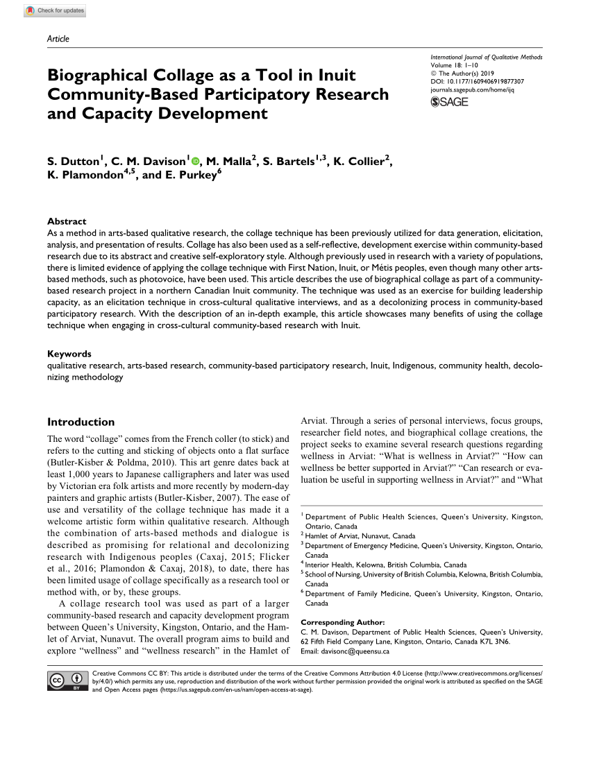 Pdf Biographical Collage As A Tool In Inuit Community Based