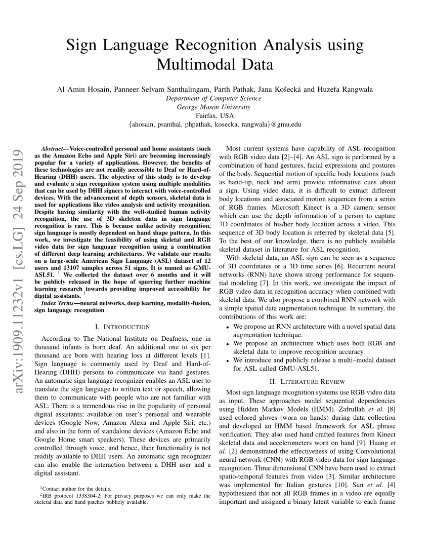 research paper for sign language recognition