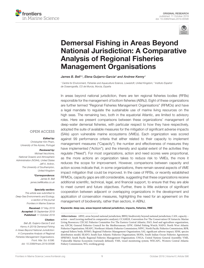 Pdf Demersal Fishing In Areas Beyond National Jurisdiction A