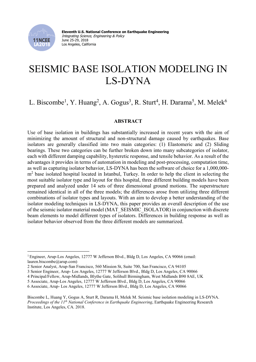 PDF) Seismic base isolation modeling in LS-DYNA