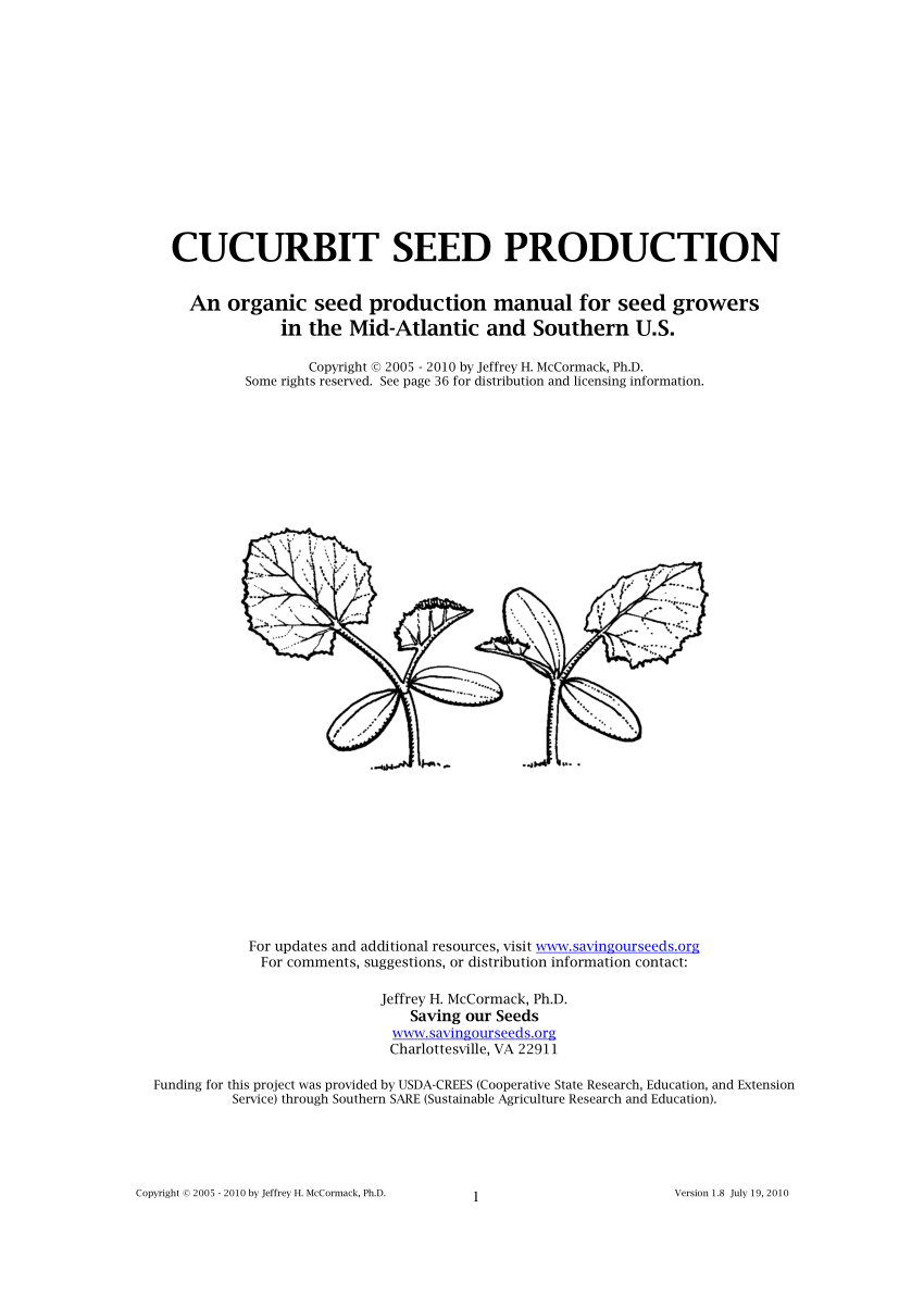 PDF) CUCURBIT SEED PRODUCTION An organic seed production manual ...