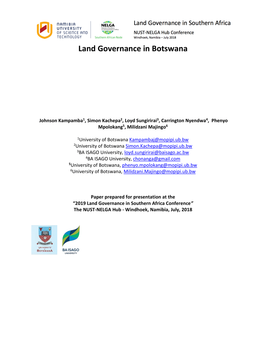 Pdf Land Governance In Botswana