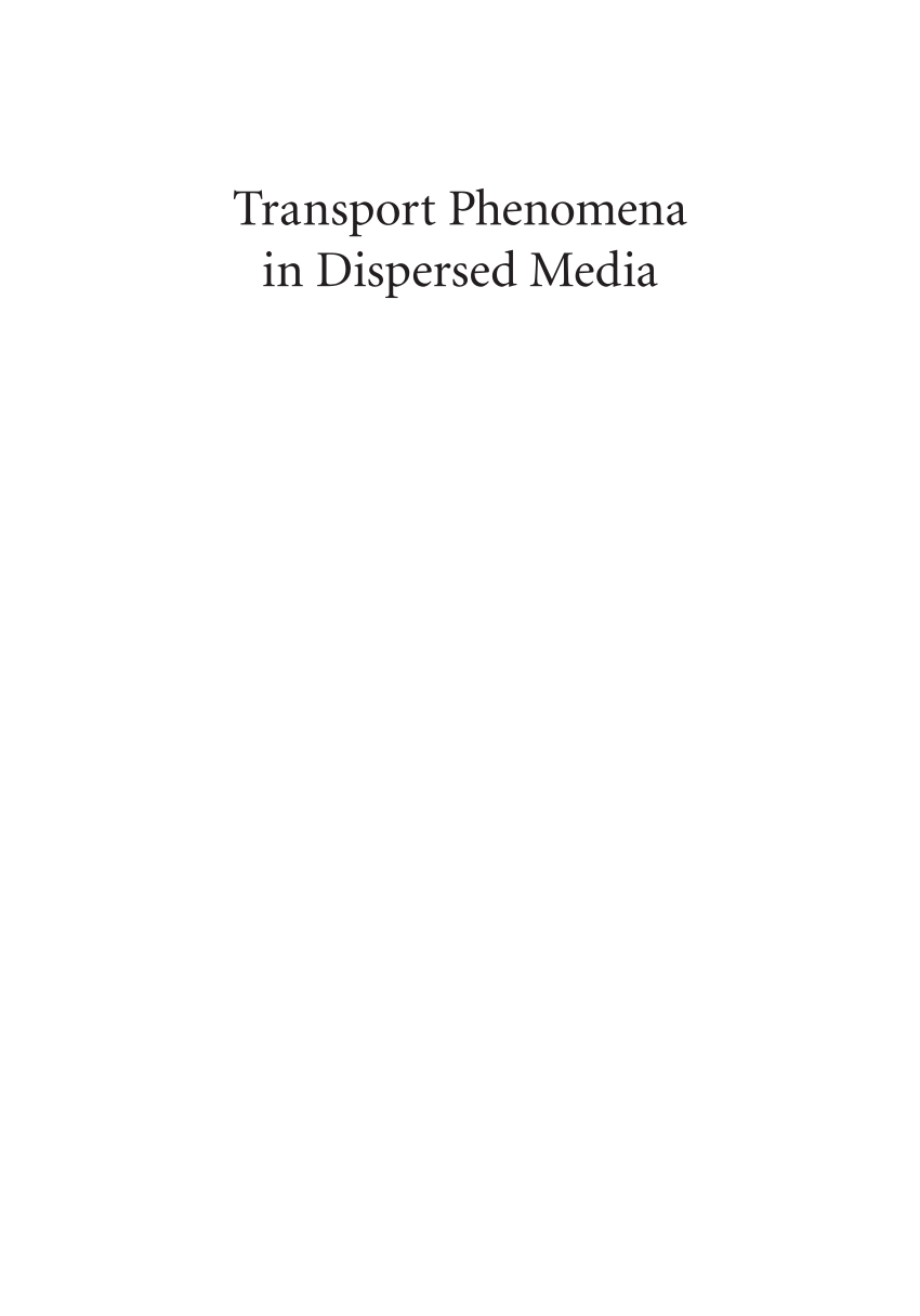 PDF) Transport Phenomena in Dispersed Media