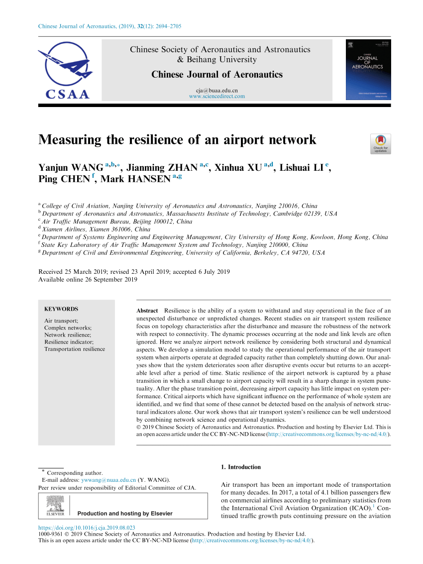 PDF) Measuring the resilience of an airport network Measuring the