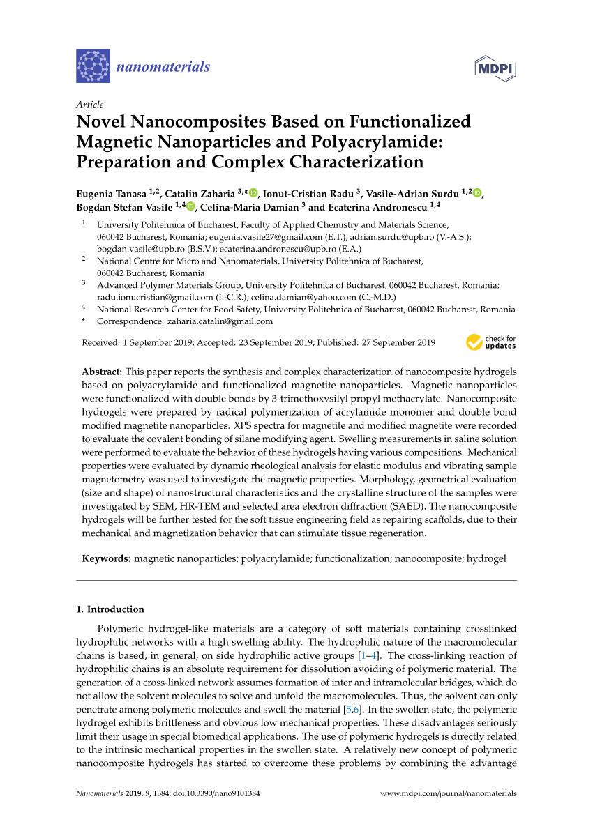 PDF) Novel Nanocomposites Based on Functionalized Magnetic 