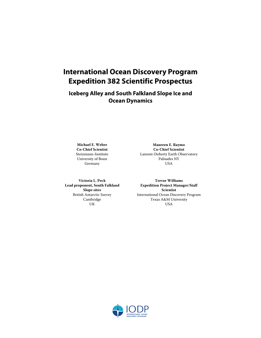 PDF) International Ocean Discovery Program Expedition 382