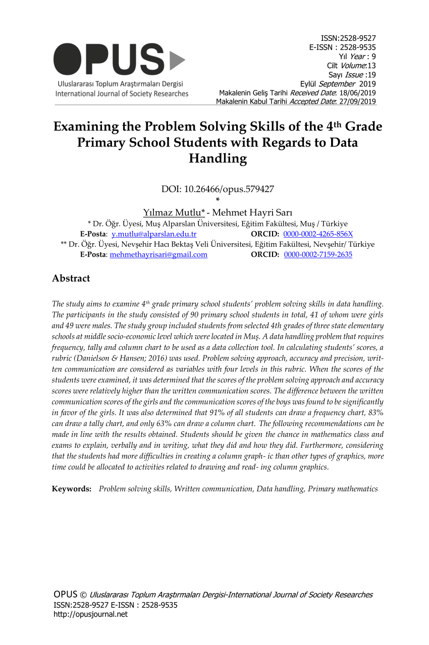 (PDF) Examining the Problem Solving Skills of the 4 th Grade Primary ...