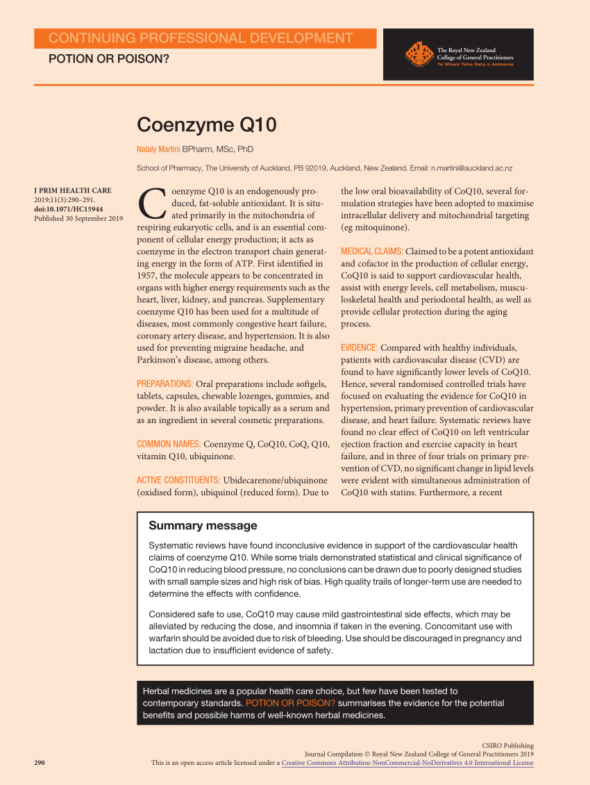 Pdf Coenzyme Q10