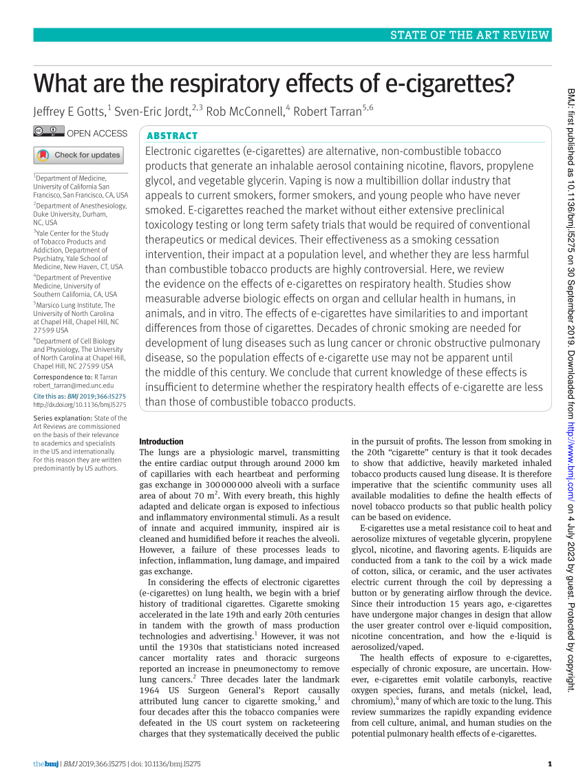 PDF What are the respiratory effects of e cigarettes