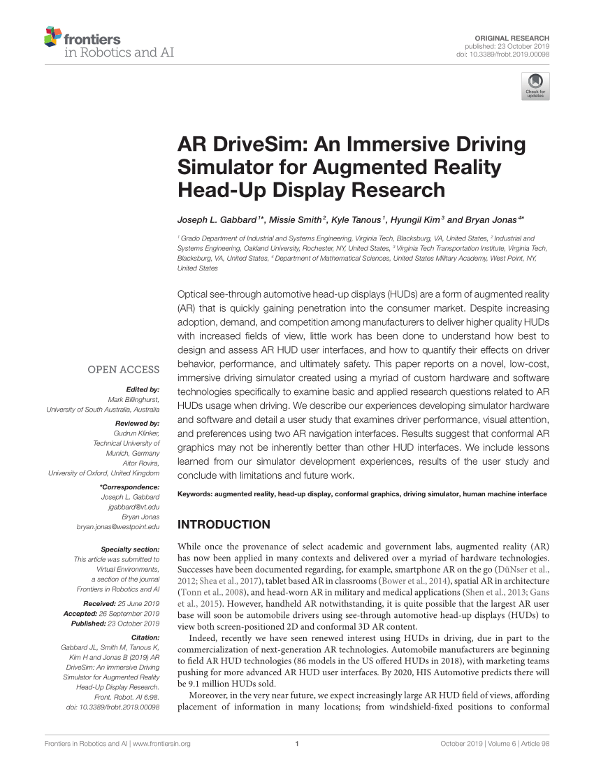 Pdf Ar Drivesim An Immersive Driving Simulator For Augmented