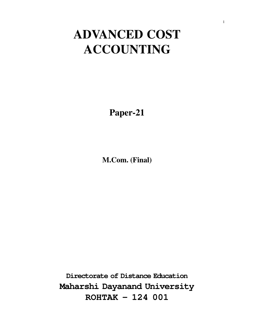 (PDF) Advanced Cost Accounting