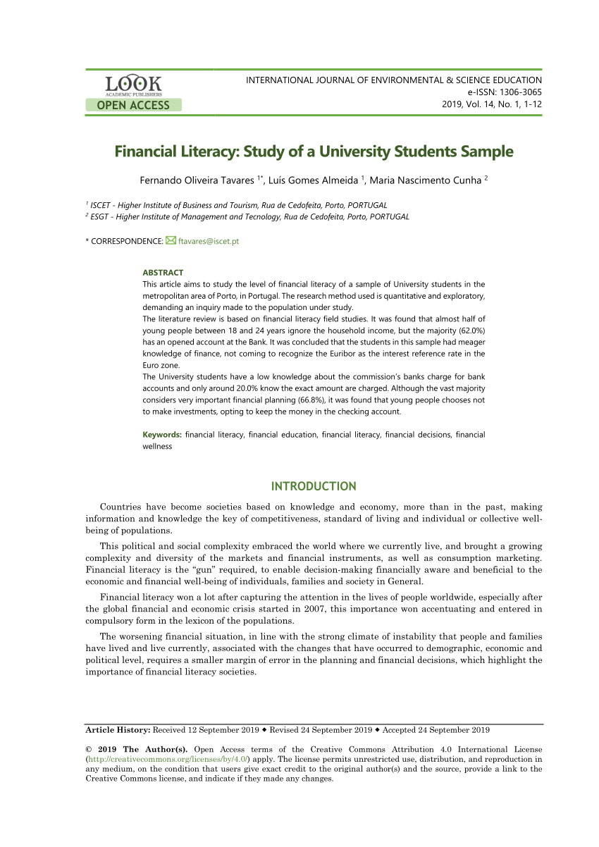 research paper on financial literacy among students