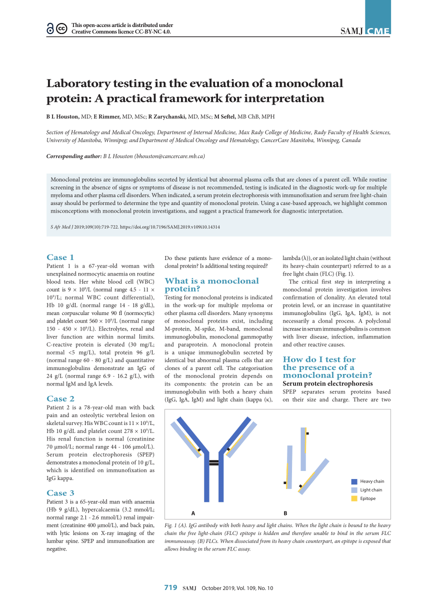 skruenøgle Tidsserier kanal PDF) Laboratory testing in the evaluation of a monoclonal protein: A  practical framework for interpretation