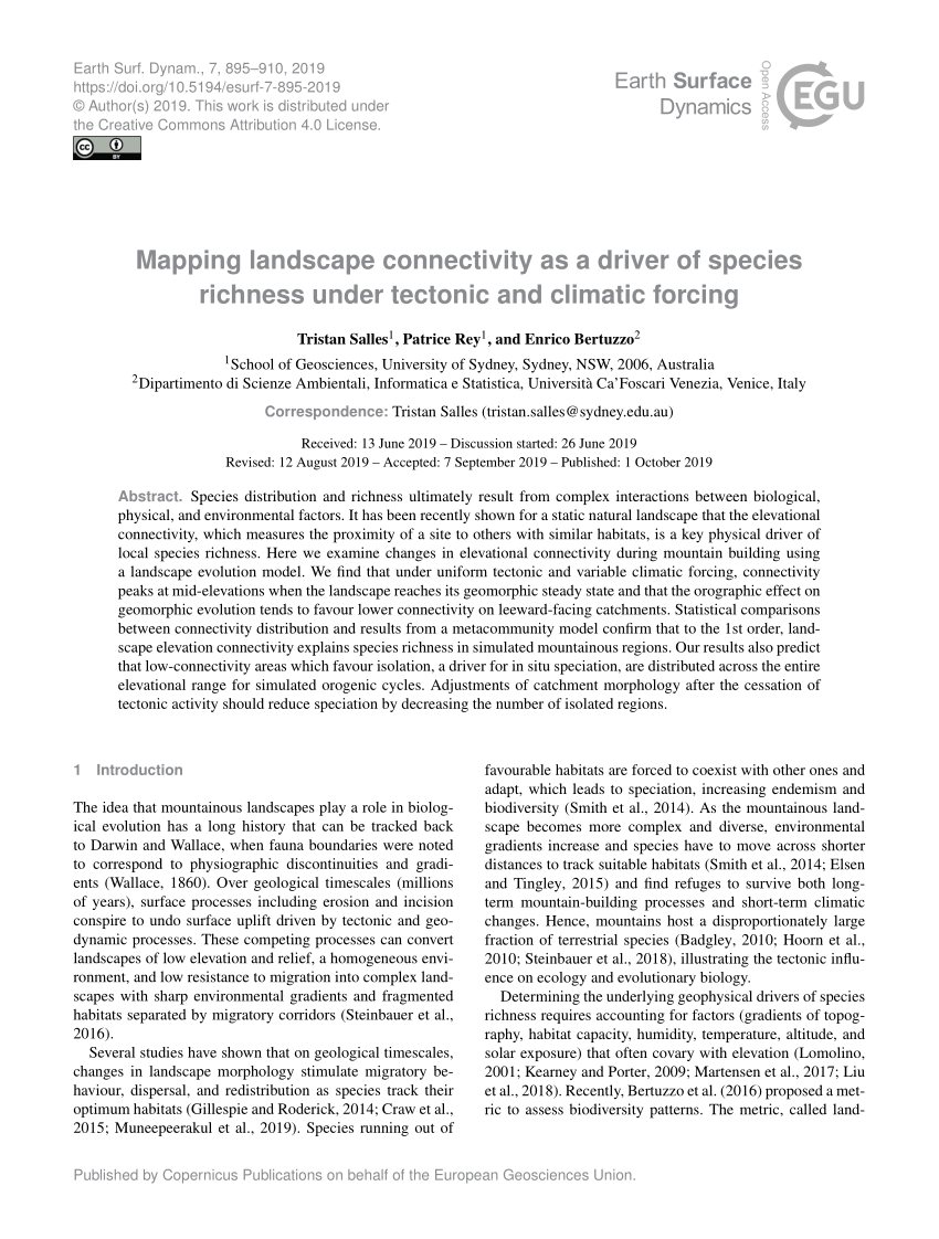 (PDF) Mapping landscape connectivity as a driver of species richness