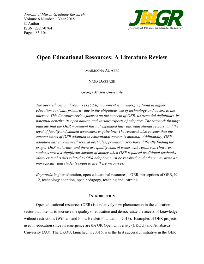 literature review on open educational resources
