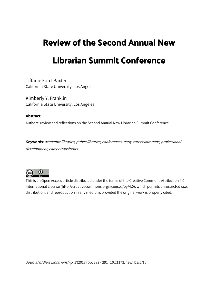 (PDF) Review of the second annual New Librarian Summit conference