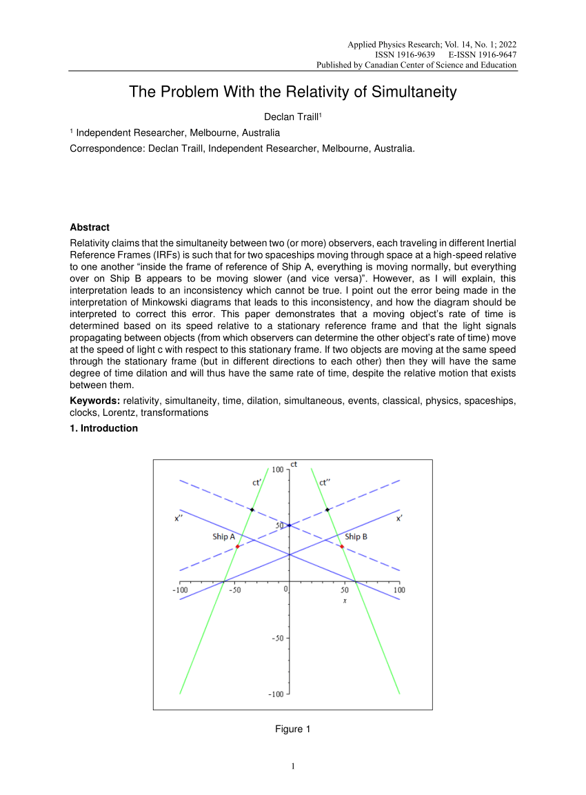 Pdf The Problem With The Relativity Of Simultaneity 0141