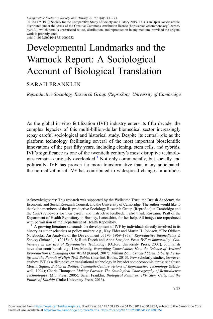 Pdf Developmental Landmarks And The Warnock Report A