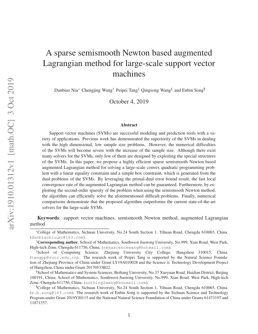 PDF) A sparse semismooth Newton based augmented Lagrangian method 