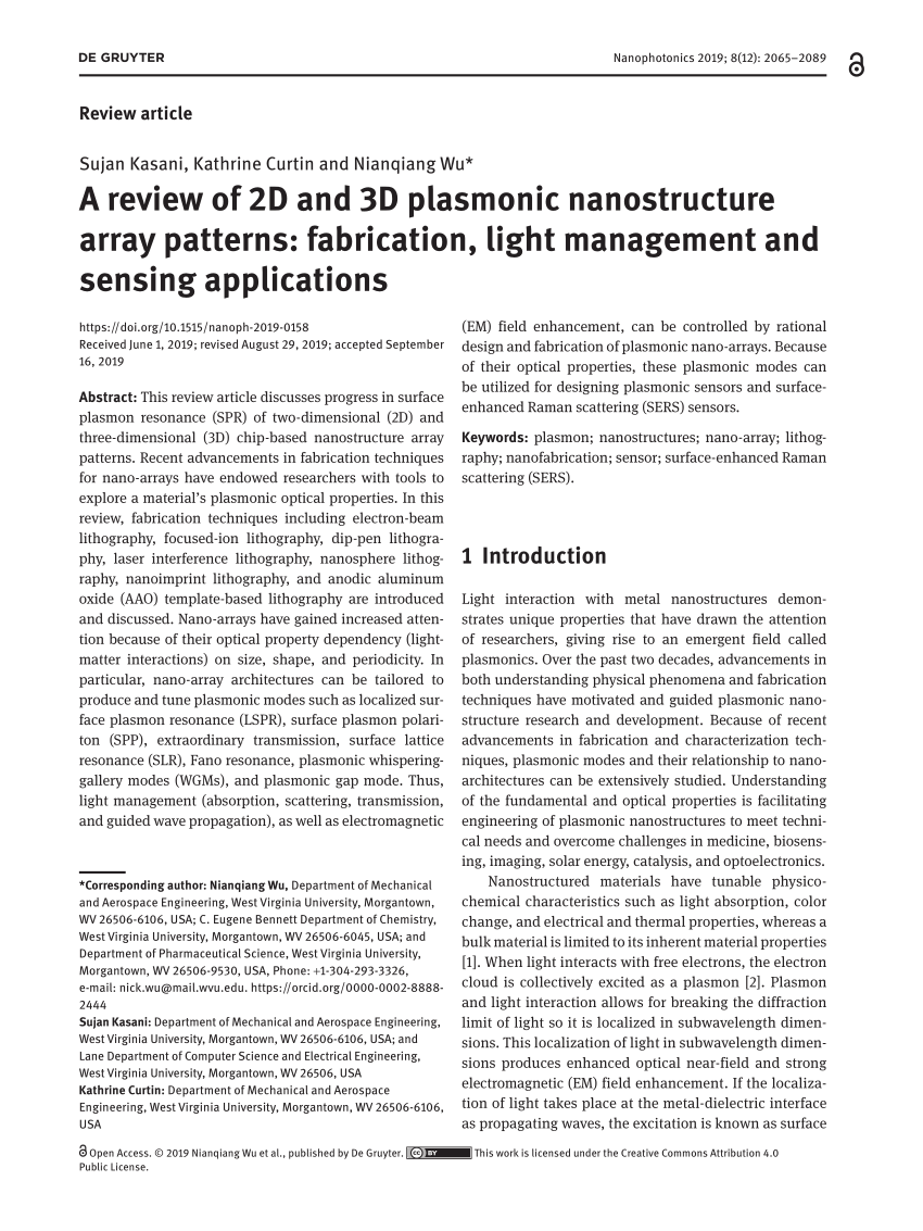 (PDF) A review of 2D and 3D plasmonic nanostructure array 