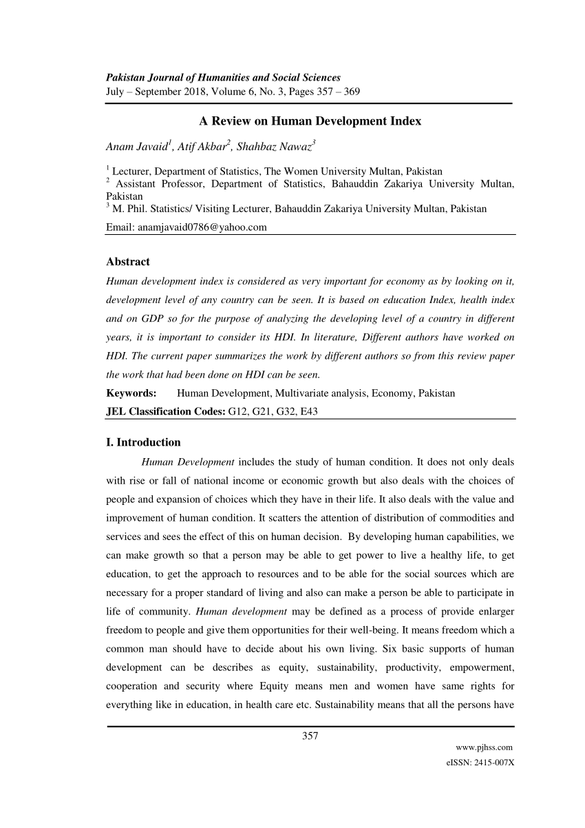 literature review on human development index